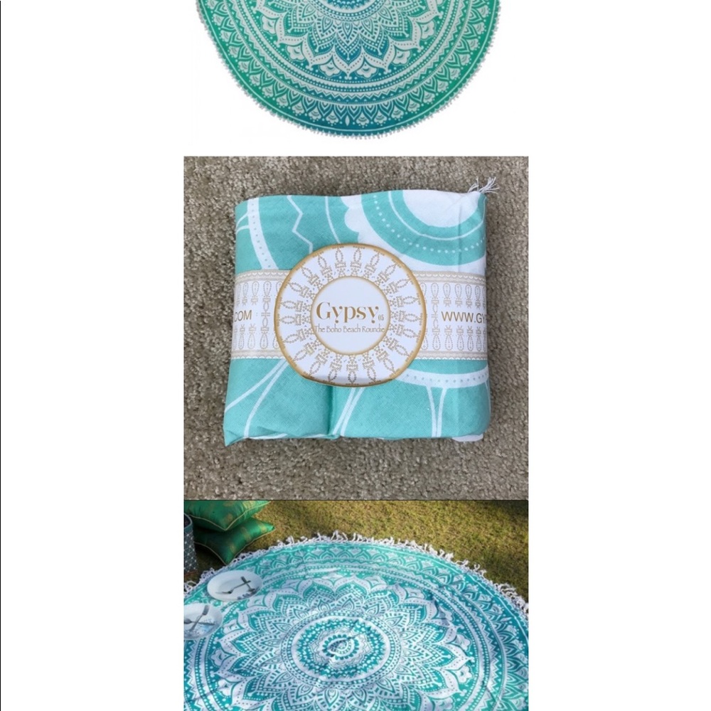 ✨Free🚨Gypsy 05 Boho Beach Round Turquoise tapestry